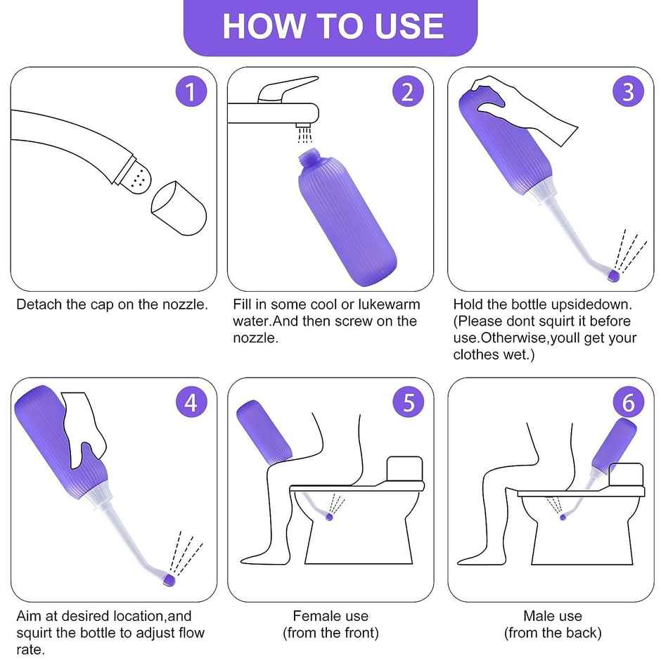 DALUCI Portable Bidet Spray Bottle Handheld Retractable Anti Slip Angled Nozzle Multicolor | 500 ml