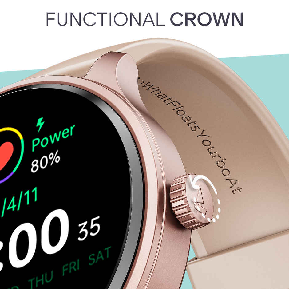 boAT Lunar Discovery Neo,1.39" Round HD Display, Premium Metallic Finish,BT Calling(Cherry Blossom)