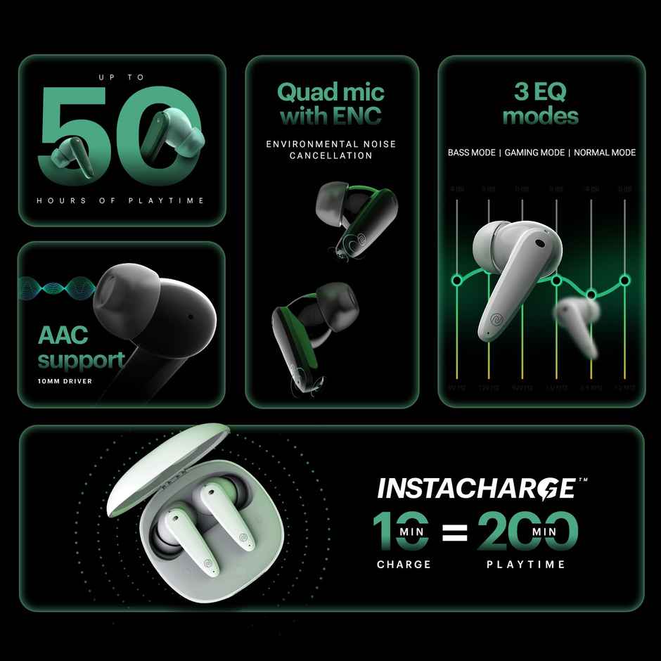 Noise Buds VS404 TWS Earbuds with 50 Hours Playtime, ENC with Quad Mic, 3 EQ modes Bluetooth - Jet Black