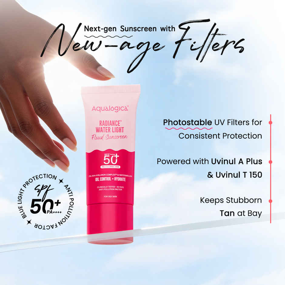Aqualogica Radiance+ Water Light Fluid Sunscreen | Tested On GenZ