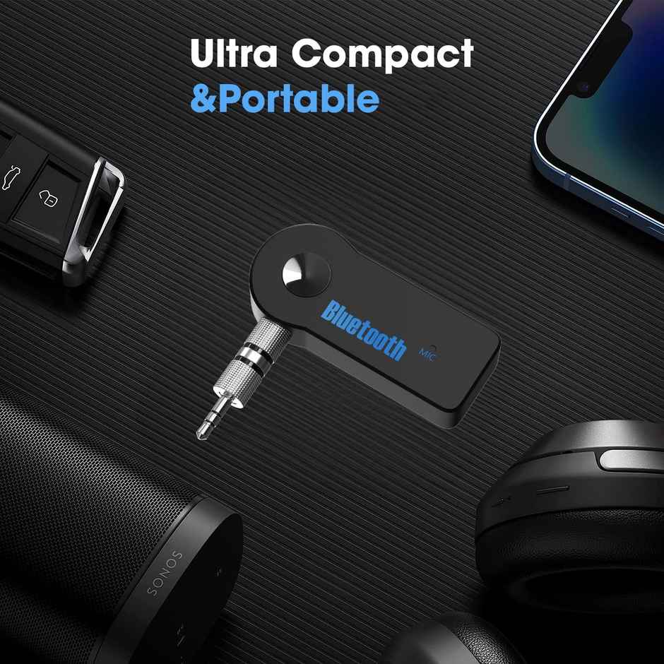 Sounce Bluetooth Receiver/Hands-Free Car Kit, Portable 3.5 mm Bluetooth Aux Adapter (Carbt), Black