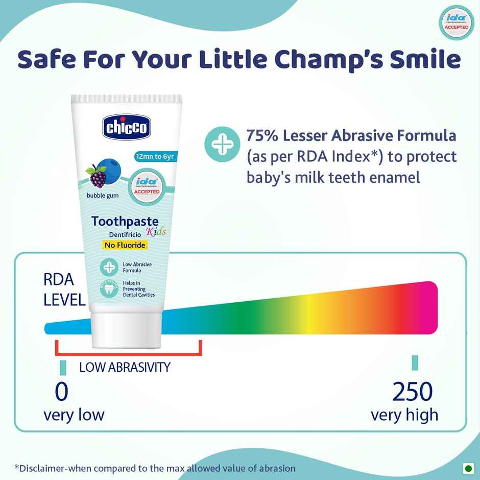 Chicco Toothpaste | Bubblegum | 1-6Y | No Fluoride