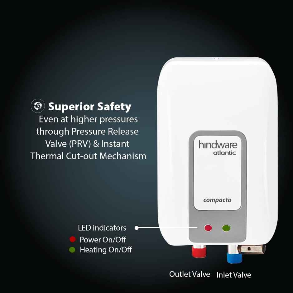 Hindware Smart Appliances Compacto 3 Litre Instant Water Heater (White And Grey)