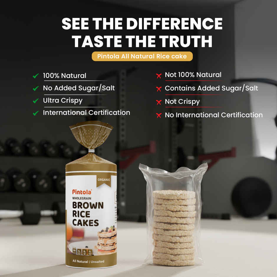 Pintola Organic Wholegrain Brown Rice Cakes Unsalted | Snack Essential