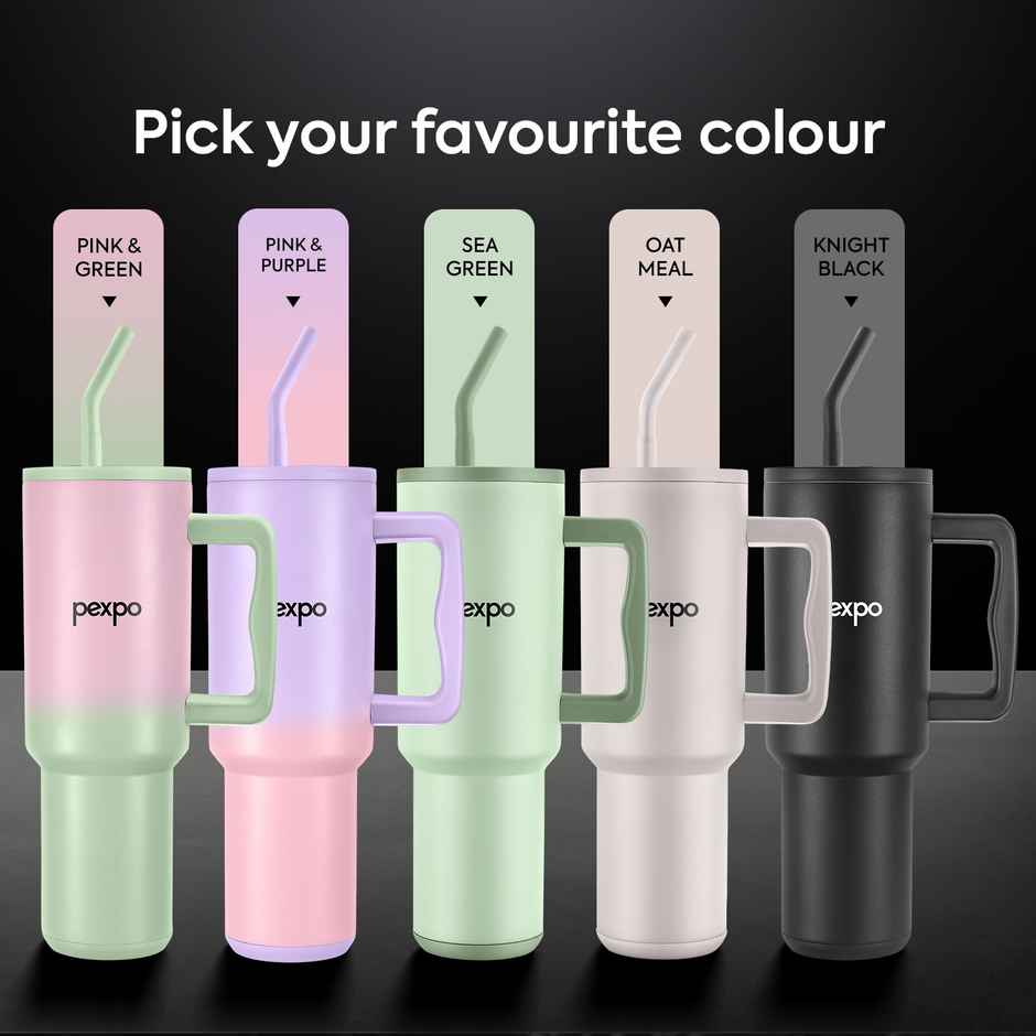 Go24 | Pexpo Stanzy ISI Certified Double Wall Insulated Stainless Steel Tumbler | Oatmeal | 1.2 L