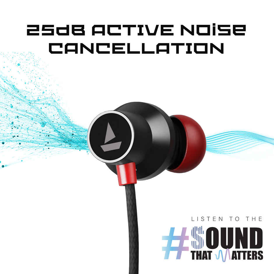 boAt Rockerz 333ANC Bluetooth in Ear Neckband with mic, Crystal Bionic Sound Powered(Stellar Black)