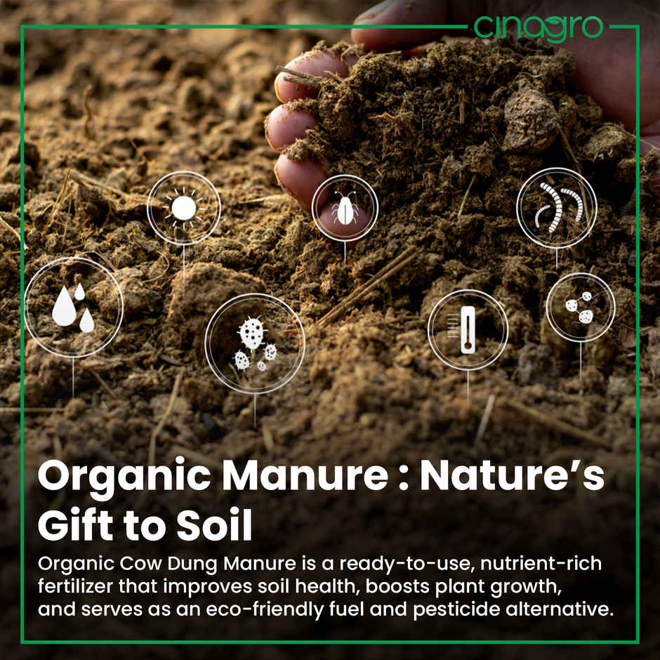 Cinagro Organic Manure Plant Fertilizer, Cow Dung Compost, Releases Phosphorus & Potassium