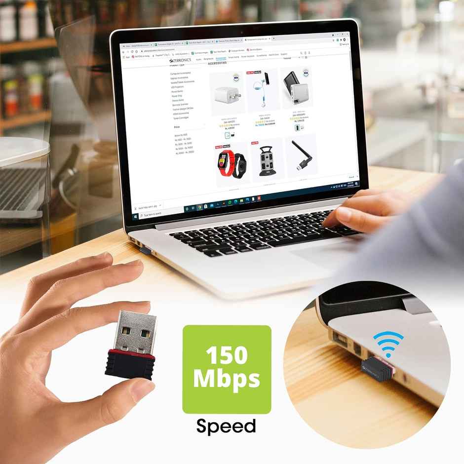 Zebronics USB150WF1 WiFi USB Mini Adapter Supports 150 Mbps