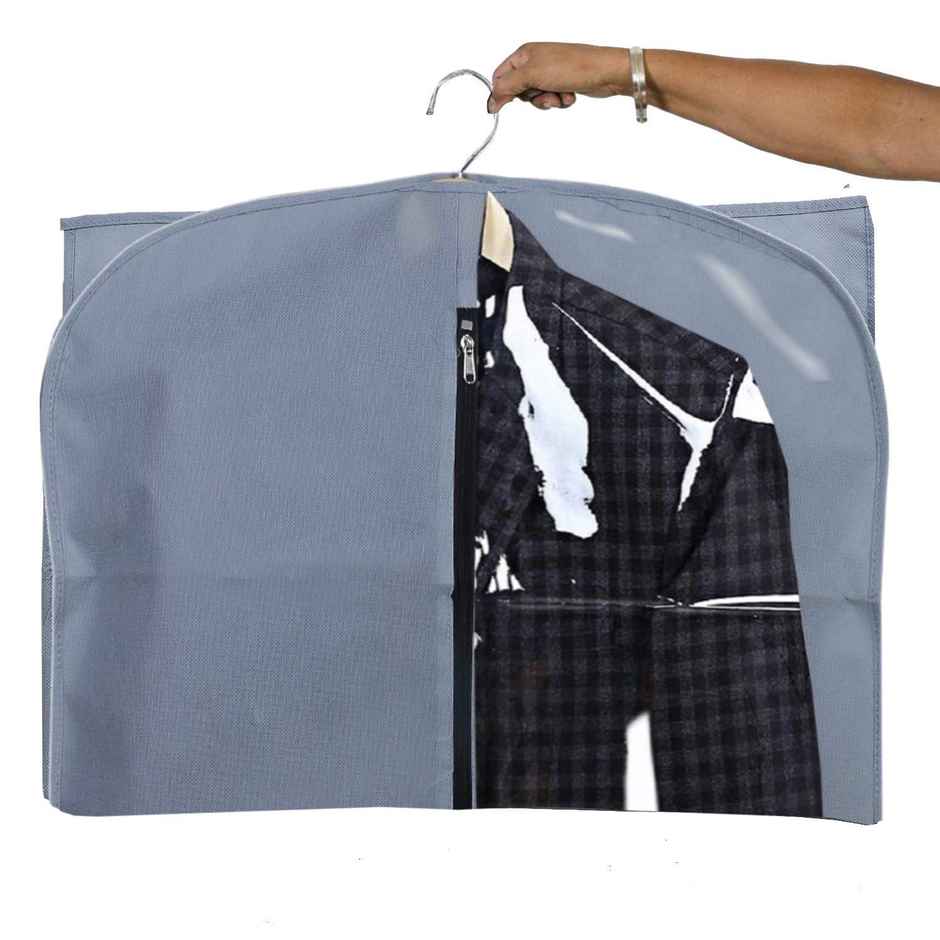 Kuber Industries 6 Pieces Half Transparent Non Woven Men's Coat Blazer Suit Cover (Grey)