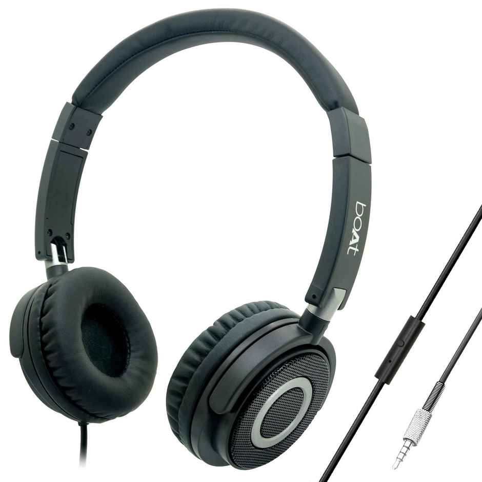 boAt BassHeads 900 On-Ear Wired Headphone with Super Extra Bass & In-Line Mic (Carbon Black)