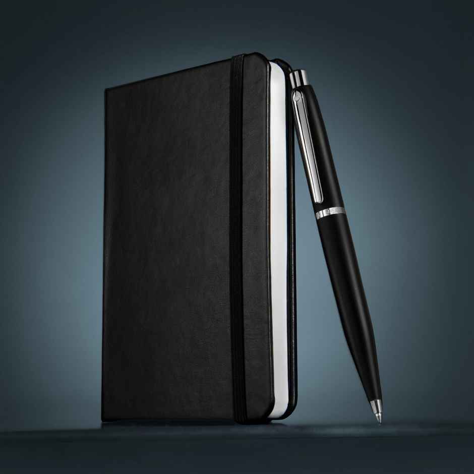 Sheaffer VFM Gift Set Ballpoint Pen | Chrome Plated Trims | Matte Black | With Small Notebook