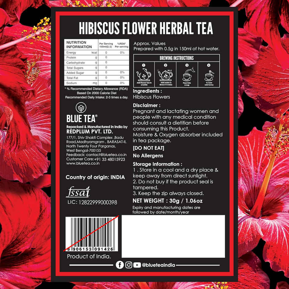 Blue Tea - Hibiscus Flower Herbal Tea | Zipper