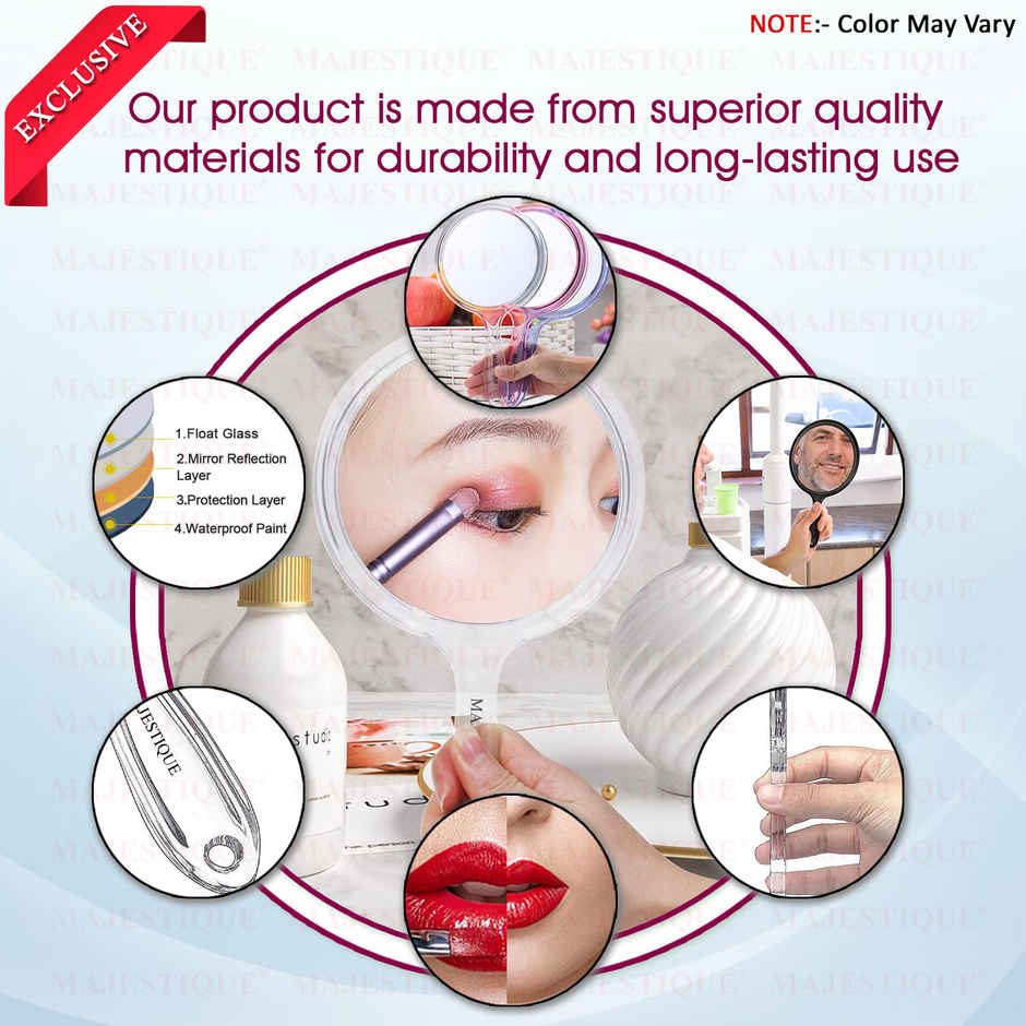 Majestique Dual Side Extra Large Handheld 1X | 10X Magnifying Mirror | Multicolor