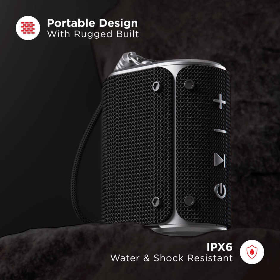 boAt Stone Grenade BT Speaker w/ 5W Sound | 7H Playtime & IPX6 Water Resistance | Charcoal Black