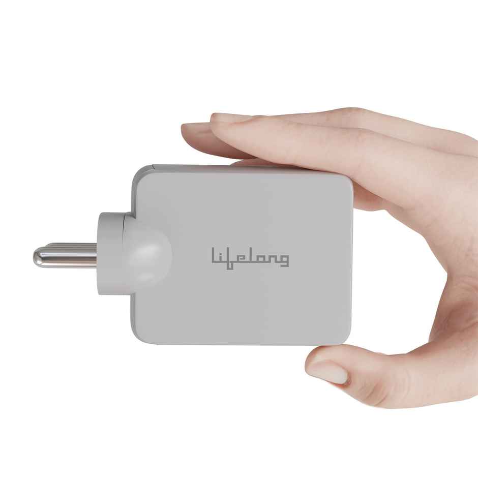 Lifelong 65W GaN SuperFast WallCharger|3-Port Output(2 Type C&1 USB A)Compatible-Laptop,Phone