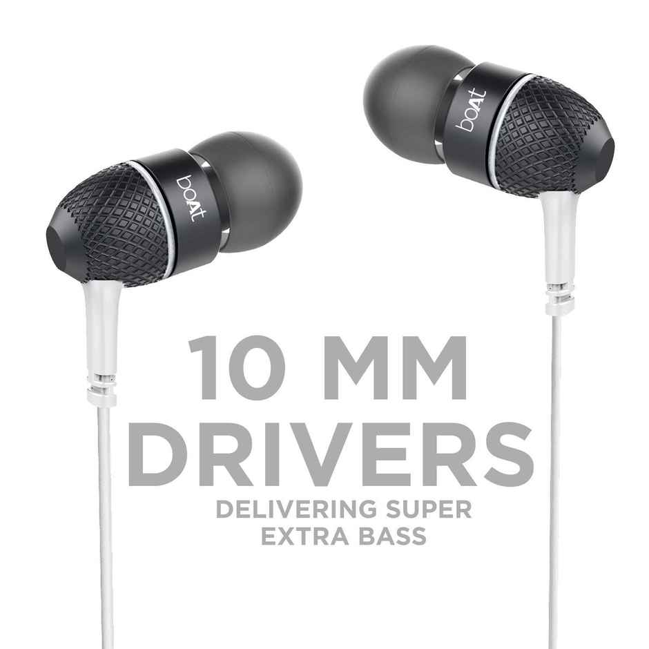 boAt Bassheads 220 in-Ear Wired Headphones with Mic (Frosty White)
