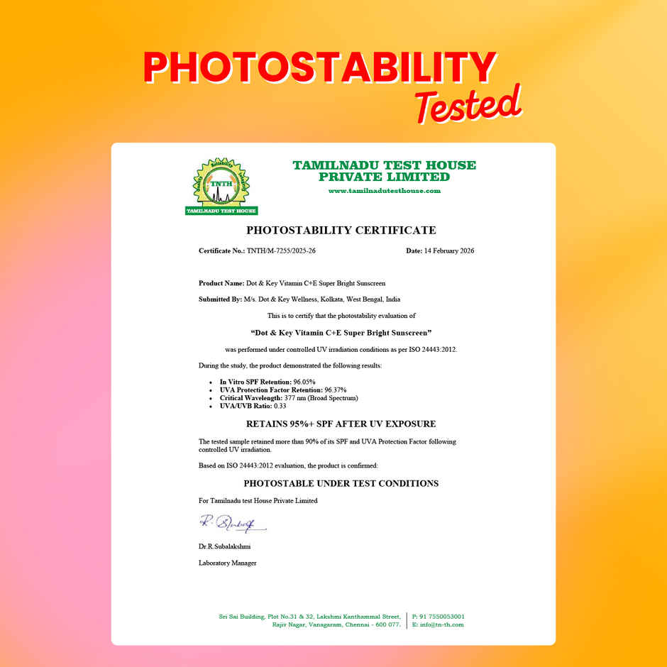 Dot & Key Vitamin C + E Face Sunscreen SPF 50 PA+++ For Glowing Skin, 100% No White Cast