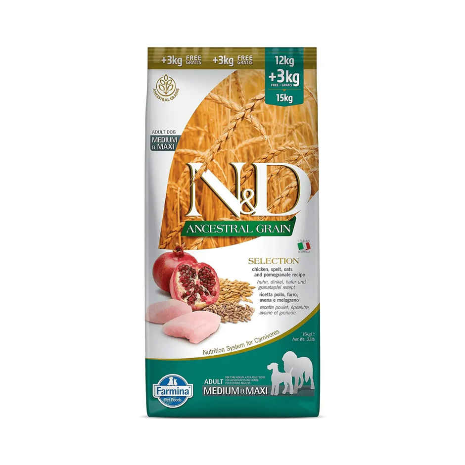 N & D Dog Ancestral Grain Chicken And Pomegranate Adult Medium - Maxi Selection