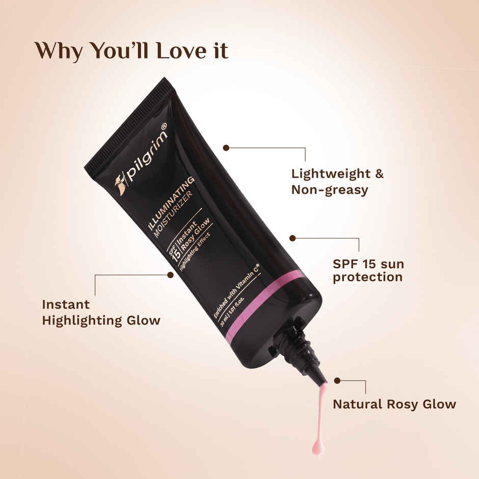 Pilgrim Illuminating Glow Highlighting Moisturizer SPF 15 with Vitamin C Instant | Rosy Finish