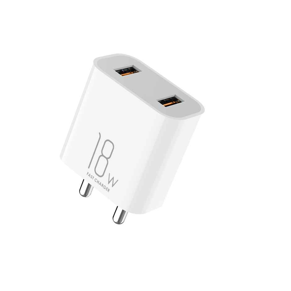 itel 181I Wall Adapter - Dual Output, Fast Charging,Compact Design & Free Type-C Cable(White)