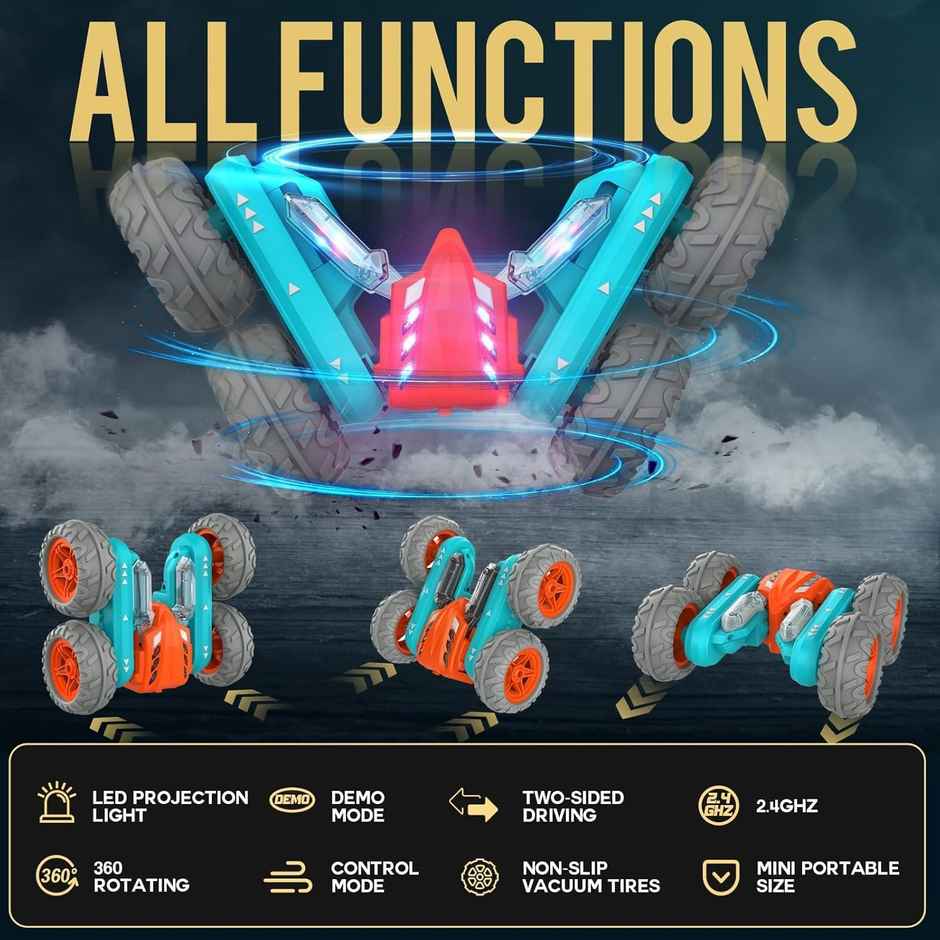 Toyshine Hologram Remote Control Car Stunt Rc Cars 2.4Ghz With Double Sided 360 Flips | Assorted