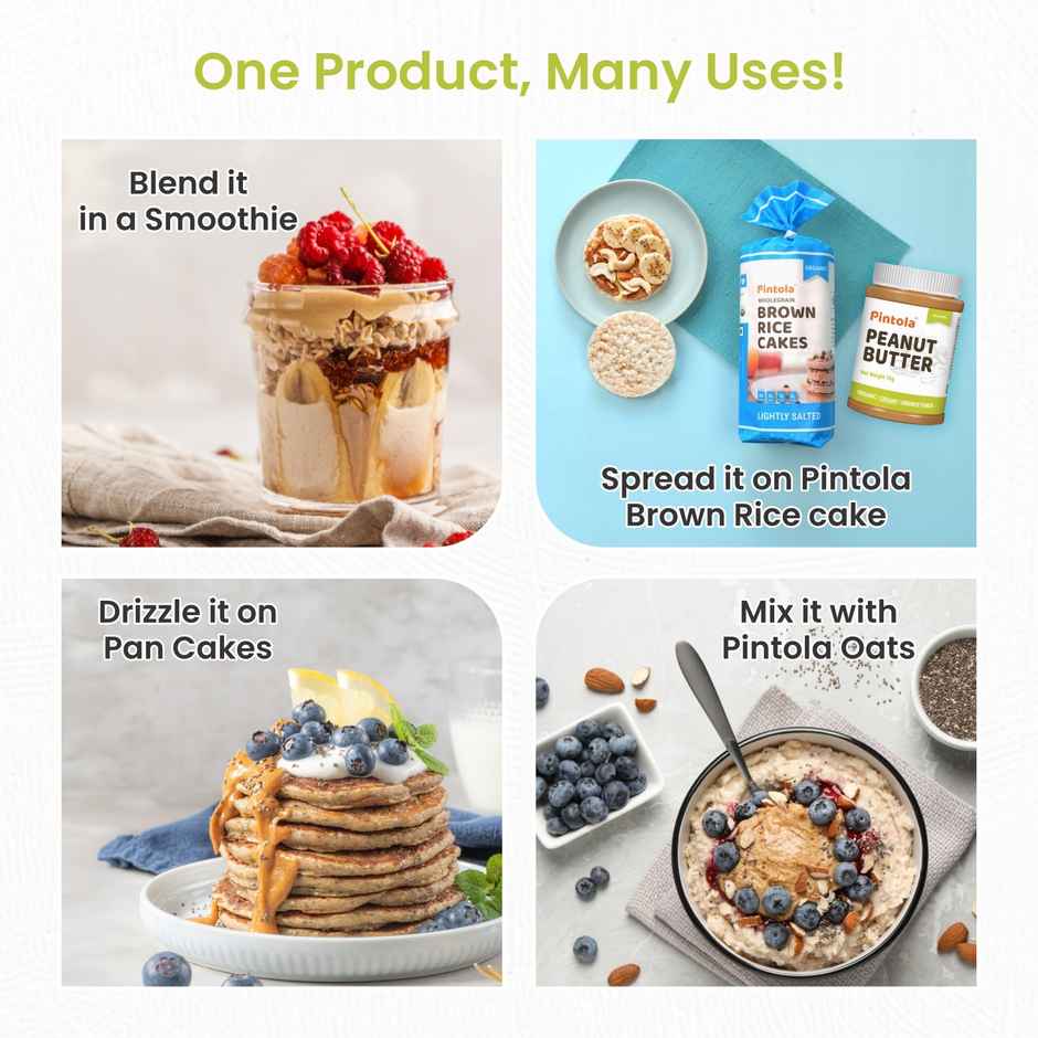 Pintola Organic Unsweetened Peanut Butter Creamy - High Protein 30G & 9G Dietary Fiber