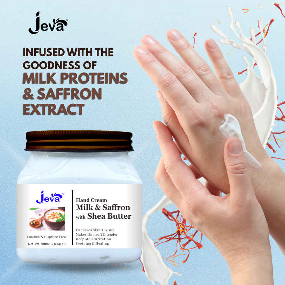 Jeva Milk and Saffron Hand Cream with Shea Butter Deep Moisturizing and Softening Gel