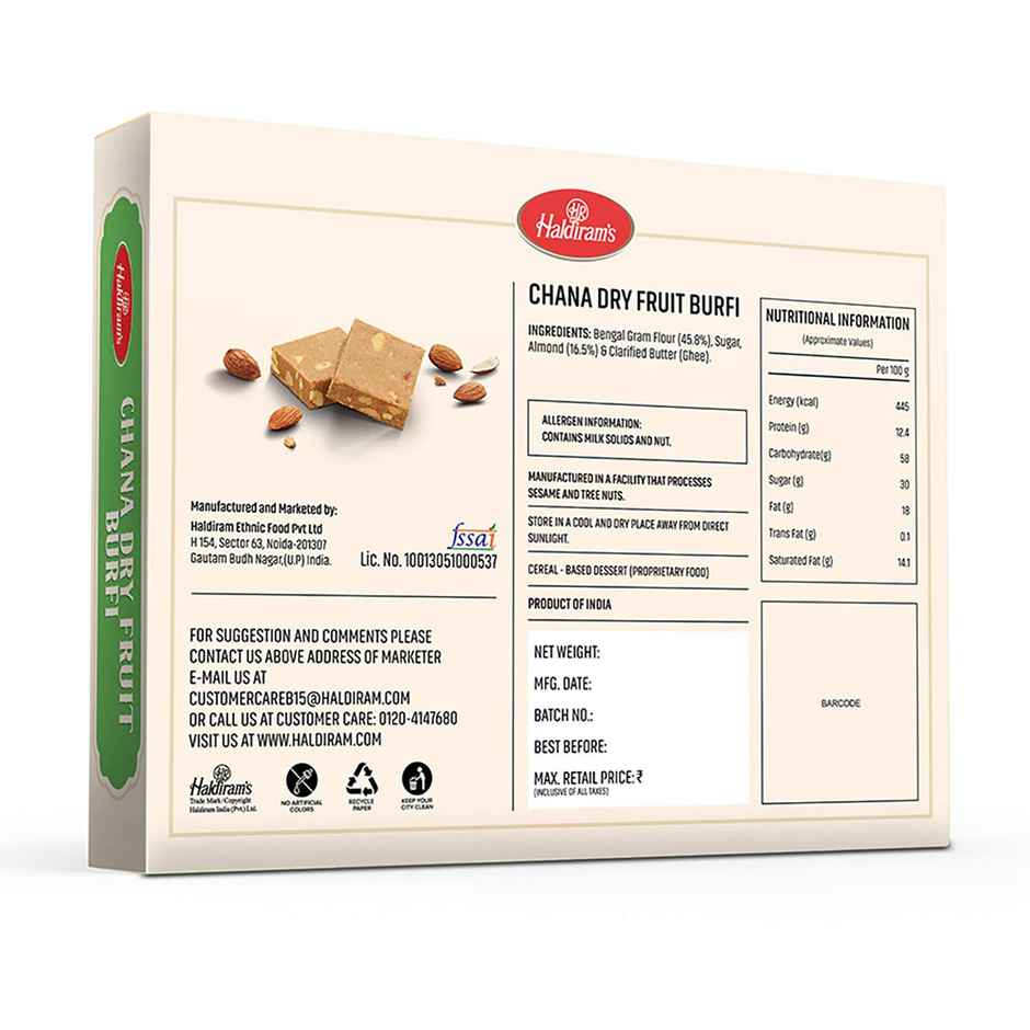 Desi Ghee Chana Dry Fruit Burfi by Haldiram's