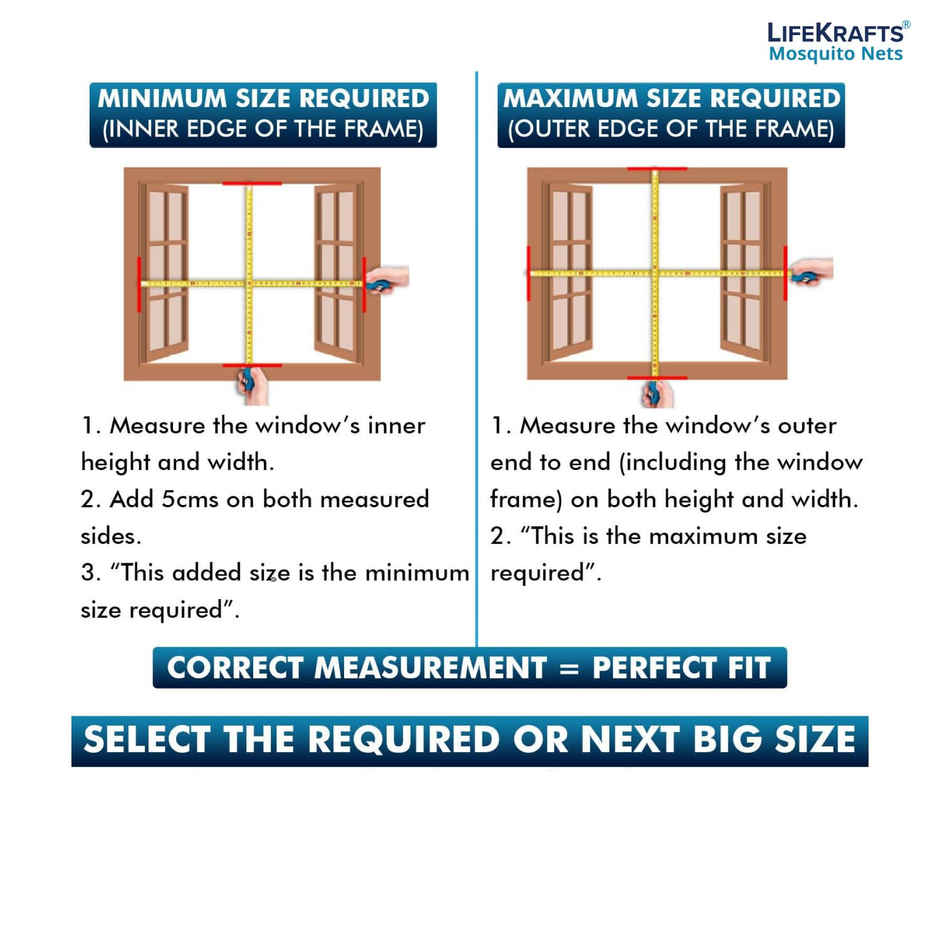 Lifekrafts Stitched Mosquito Net For Window | Black - 120 x 120 cm