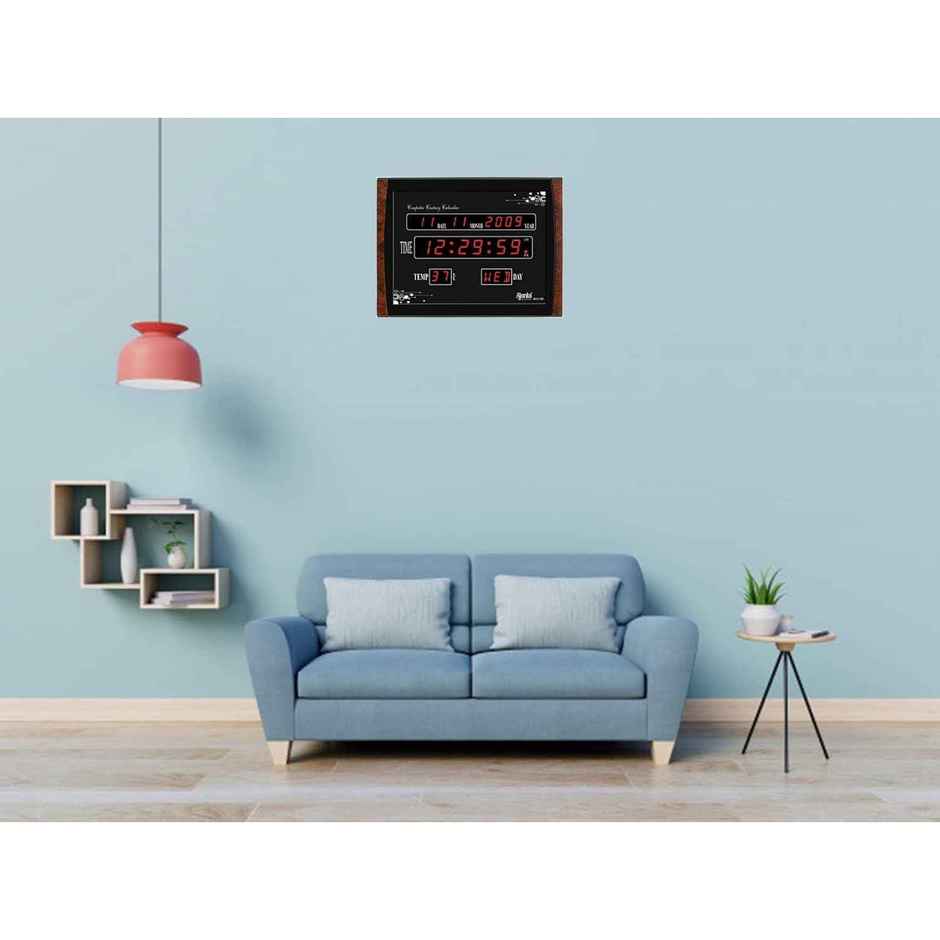 Ajanta Quartz Digital Red LED Wall Clock - OLC-105 | 39.6 x 29.6 x 3.5 cm | Plastic
