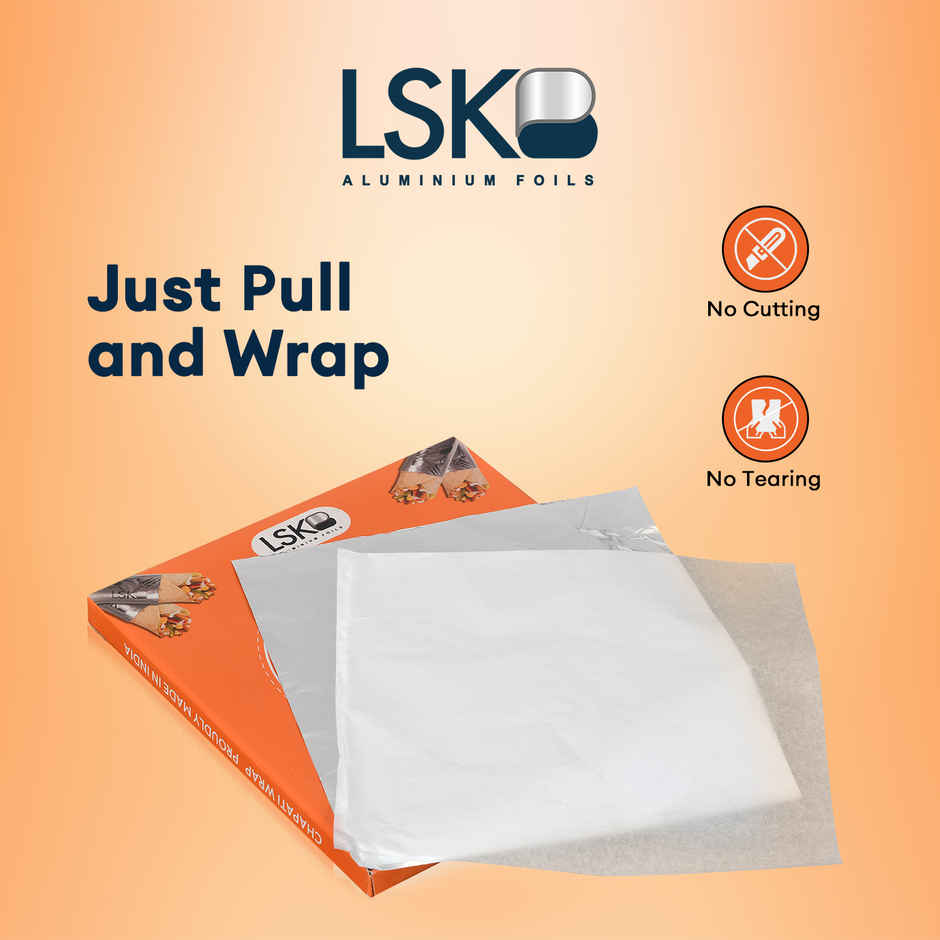 CHAPATI WRAP 100 Pre-Cut Aluminium Foil Sheets