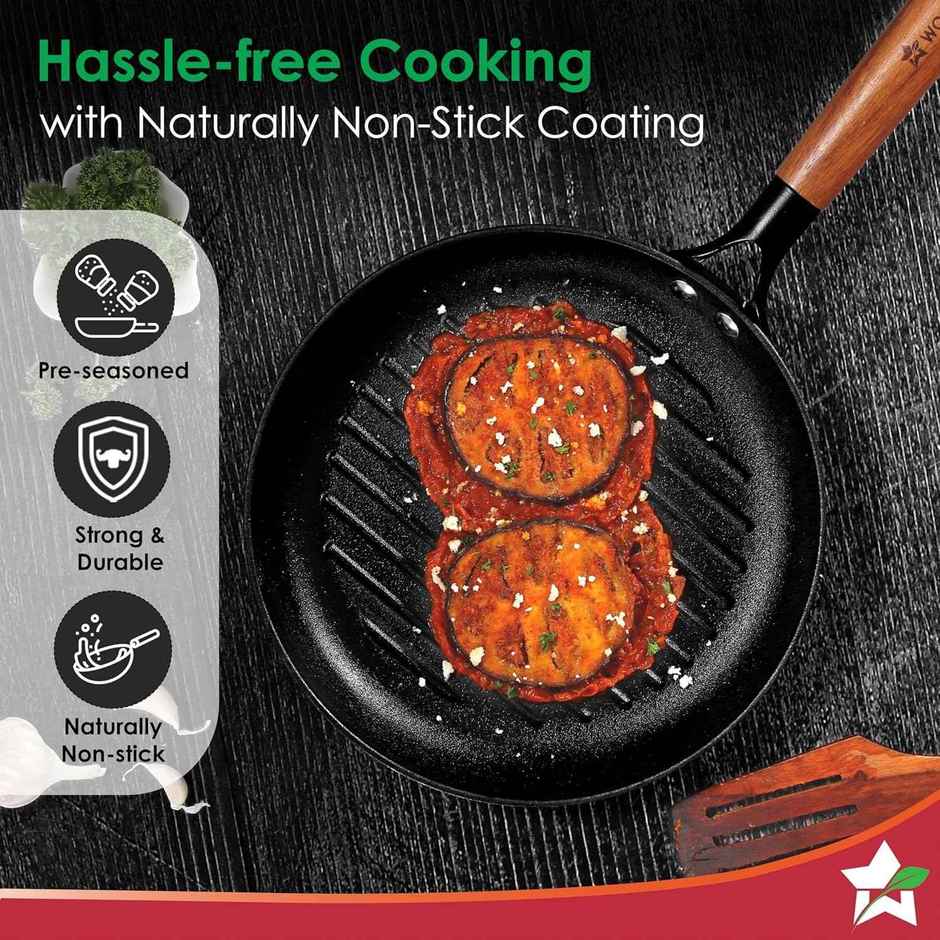 Wonderchef Pre-Seasoned Ferro Light 24Cm Grill Pan| 2.5Mm