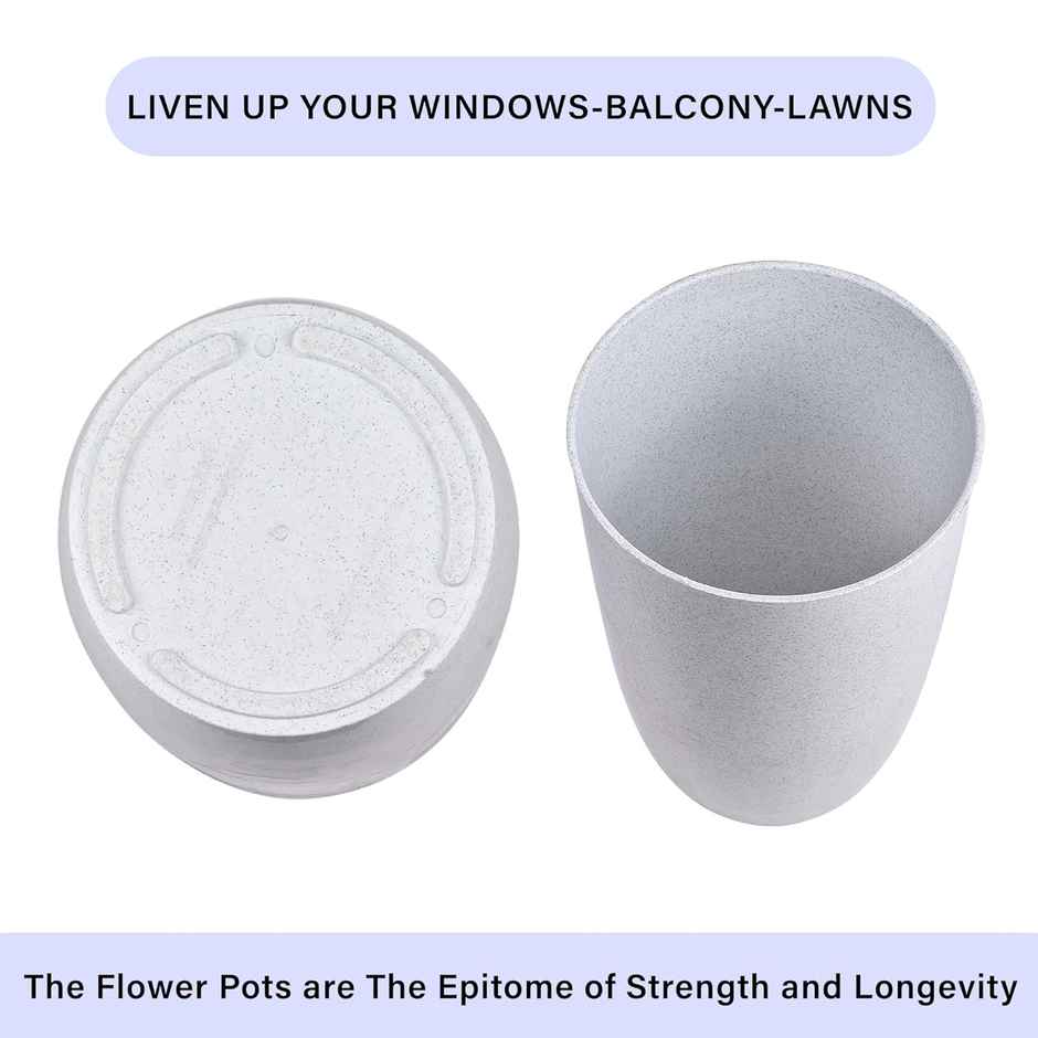 Kuber Industries (Pack of 2) 18 Inch Flower Pot with Plate|Indoor Outdoor Pot|Marble Emerald|White