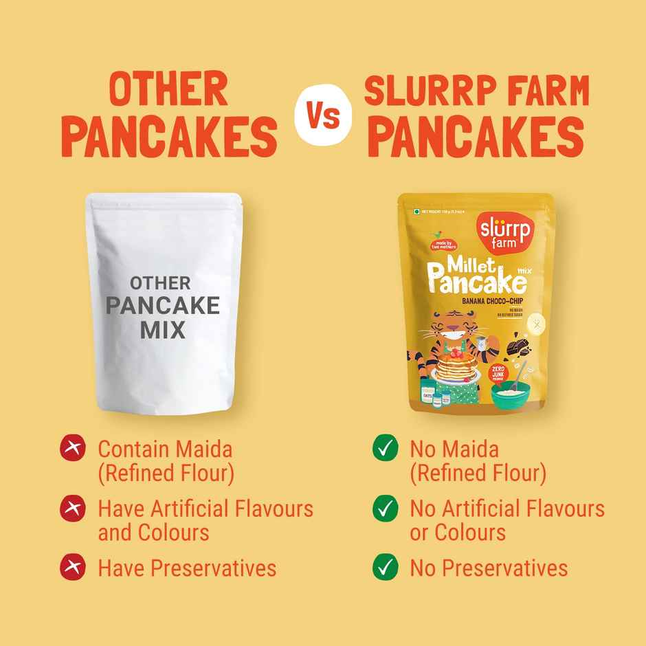 Slurrp Farm Banana Choco-Chip Millet Pancake Mix | No Maida