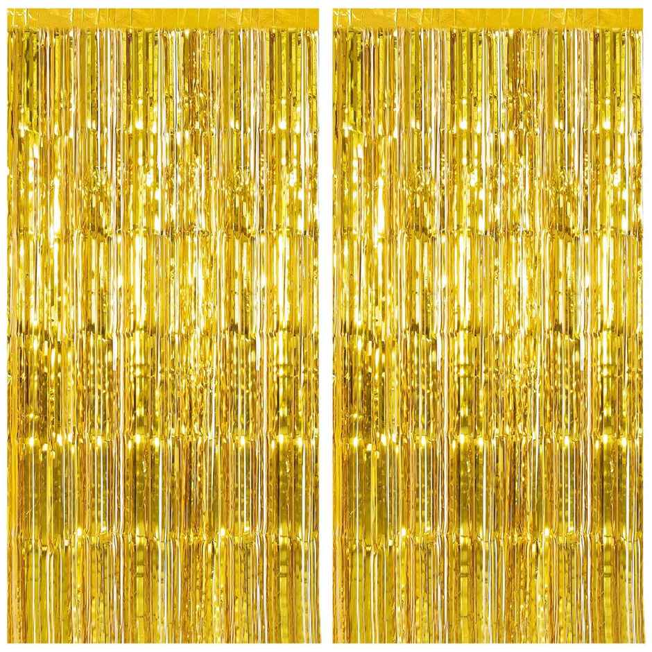 Party Propz Golden Foil Curtain - Pack Of 2