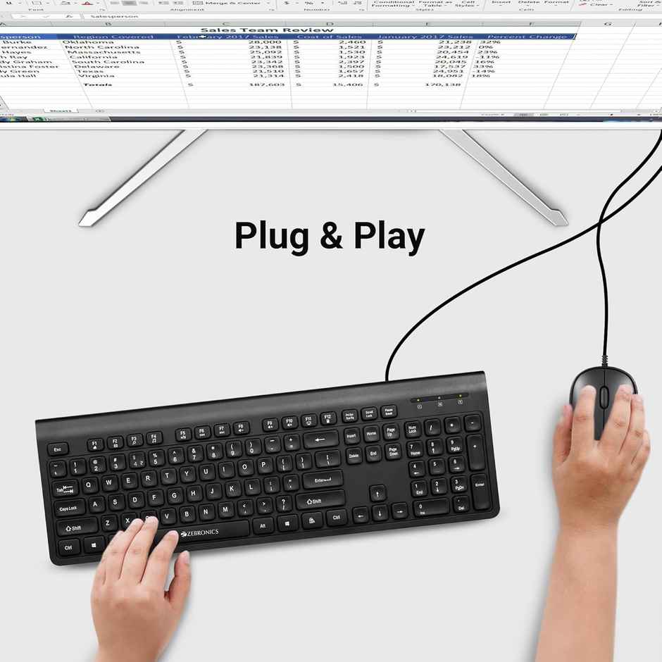 Zebronics Judwaa 880 Wired Usb Keyboard & Mouse Combo | Plug & Play | 3 Button Mouse