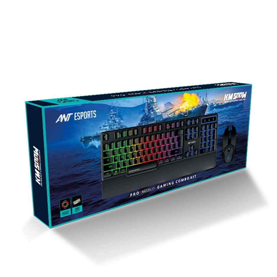 Ant Esports Km500W Gaming Backlit Keyboard And Mouse Combo,Led Wired,Ergonomic &Wrist Rest Keyboard