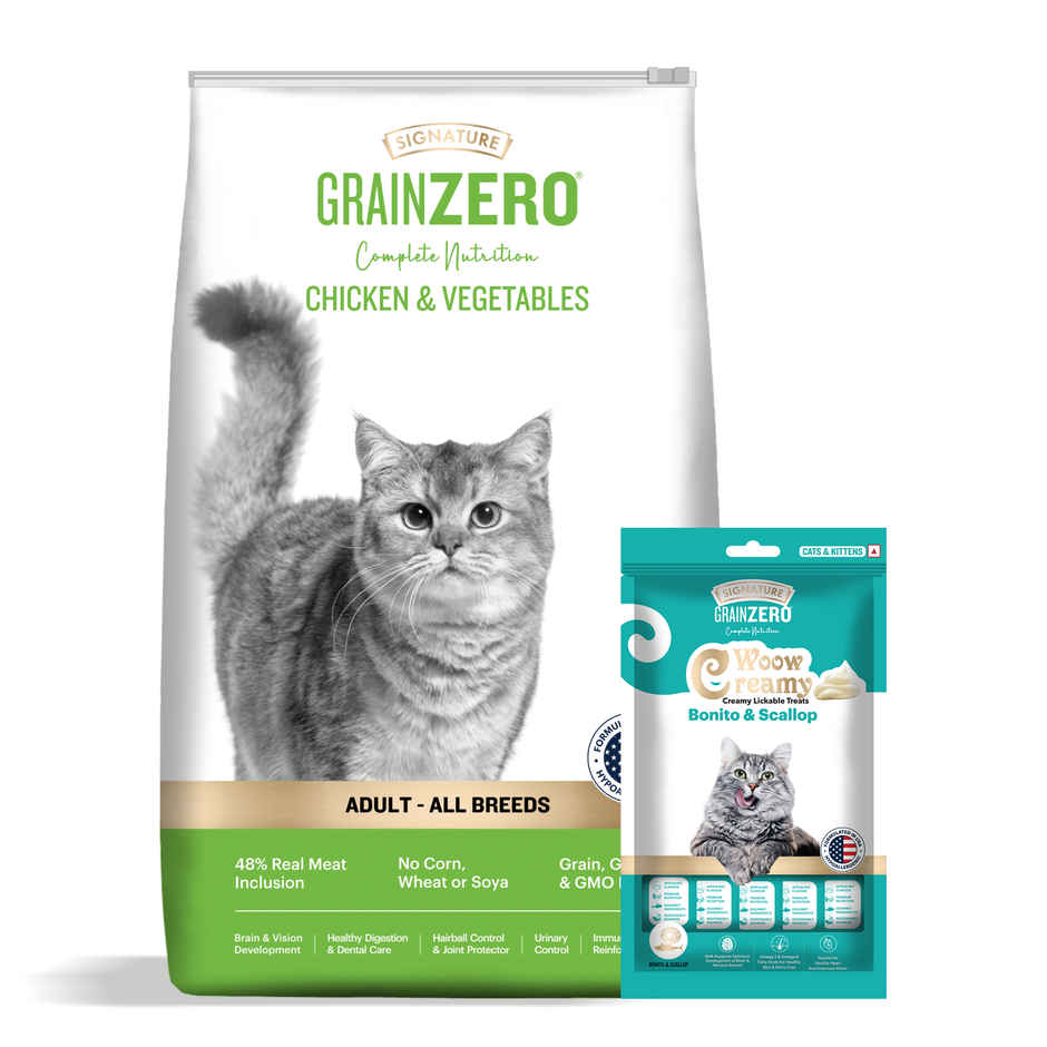 Grain Zero Chicken and Veg, Adult Dry Cat Food 1.2 kg + Free Cat Creamy Treat 75 g