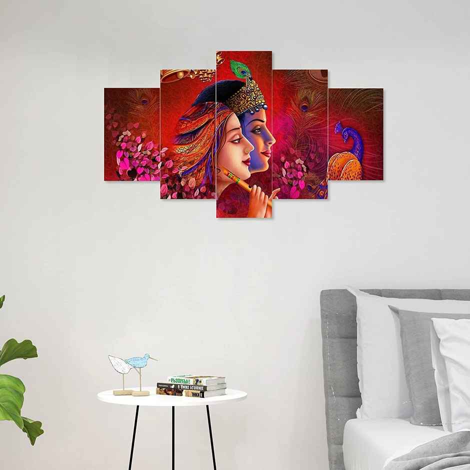 Perpetual Radha Krishna Wall Painting - Set of 5 - Wall Frames - 75 x 43 cm