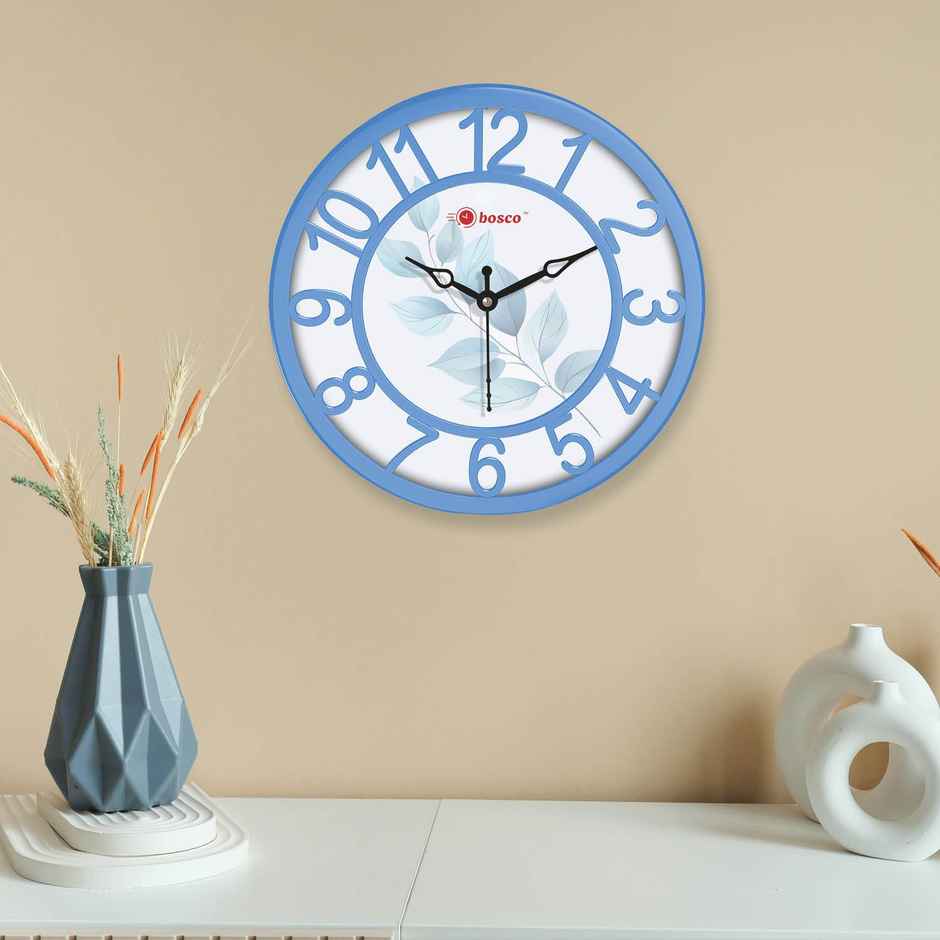 Bosco Analog Silent Blue Decorative 20 CM Table Cum Round Wall Clock BWC 1209