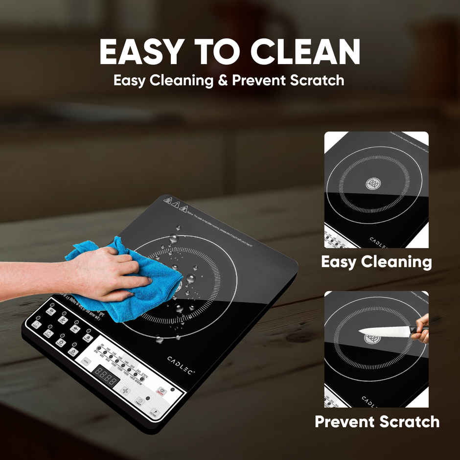 Cadlec Cook Ease 2000W Induction Cooktop | 8 Cooking Modes | Auto Shut Off | BIS Approved