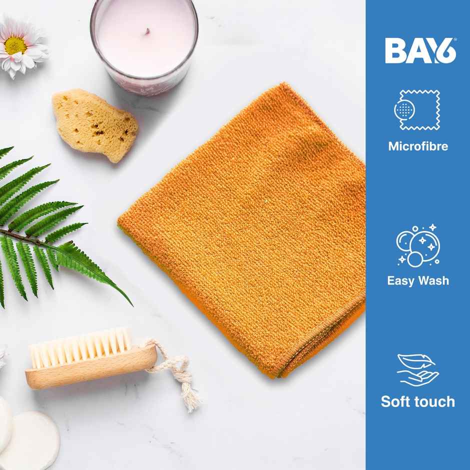 BAY6 Microfibre Solid Multipurpose Towel | 210 GSM | Pack of 3 | Assorted
