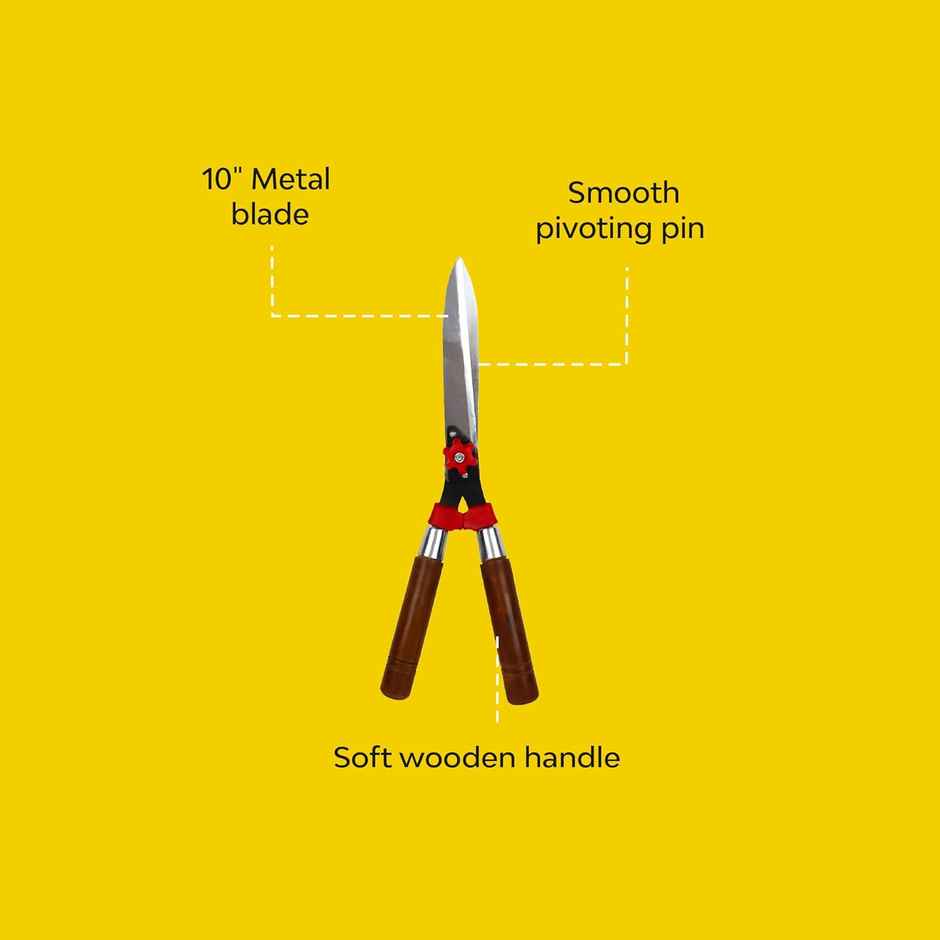 JetFire Hedge Shears for Gardening - 1 pc | Metal Hedge Pruner Shear Cutter with Wooden Handle