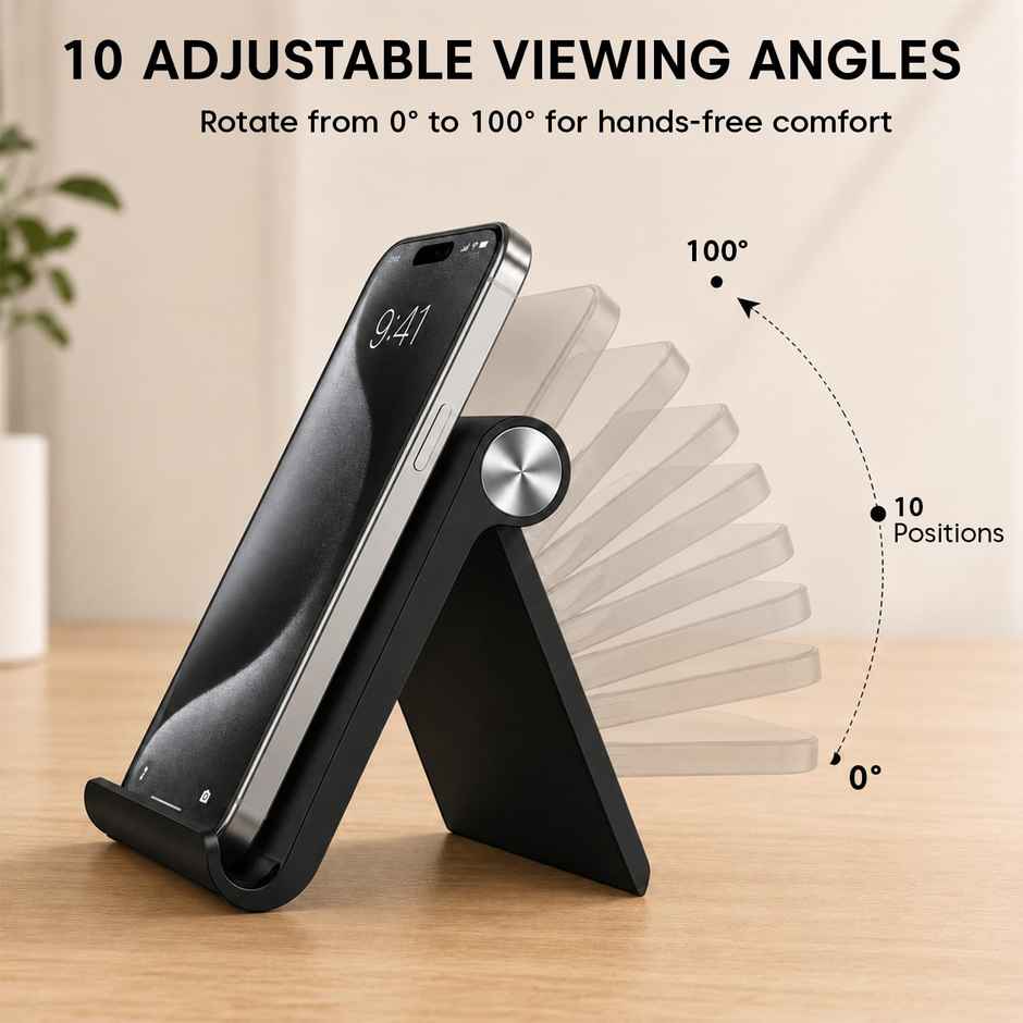 Sounce Multi-Angle Foldable Tablet & Phone Stand | Adjustable Desktop Holder | Black