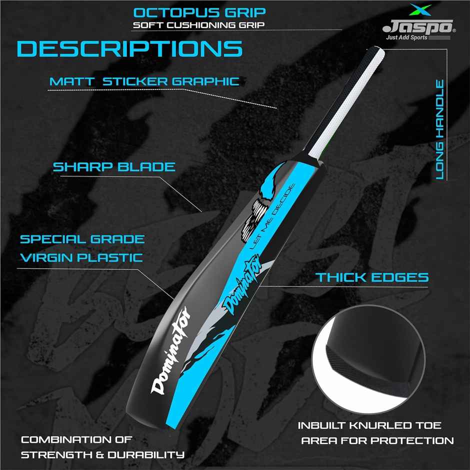 Jaspo Dominator Venom Edition 34 Inch Plastic Cricket Bat With Octopus Grip & Tennis Ball