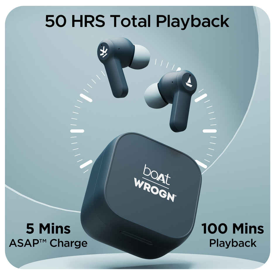 boAt Airdopes Crude x Wrogn Edition TWS Earbuds with 50 Hours Playback, ENx Tech & Beast Mode Bluetooth - Cool Emerald