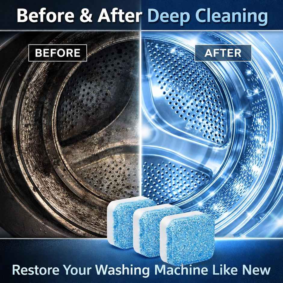 Voiish Washing Machine Cleaner Tablets | Deep Cleaning Descaler for Front & Top Load Machines | Pack of 12