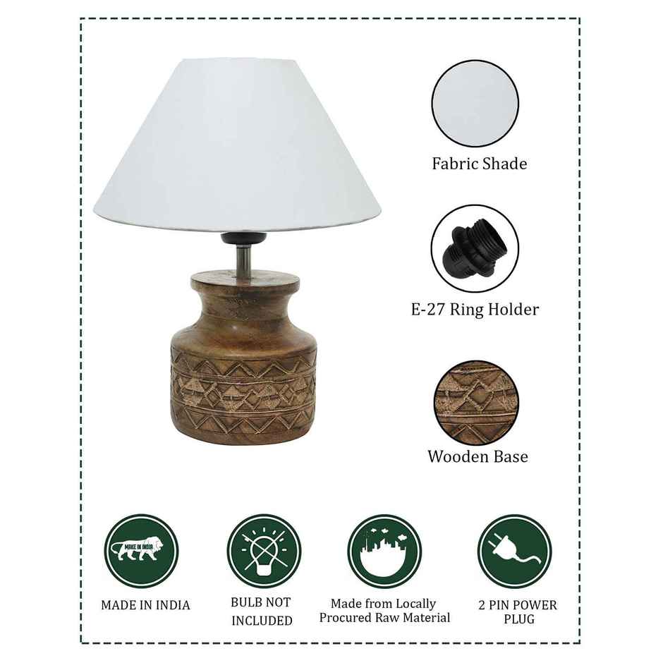Homesake Wood Table Lamp | Modern Base Fabric Lampshade | Home Office Cafe Restaurant |Beige
