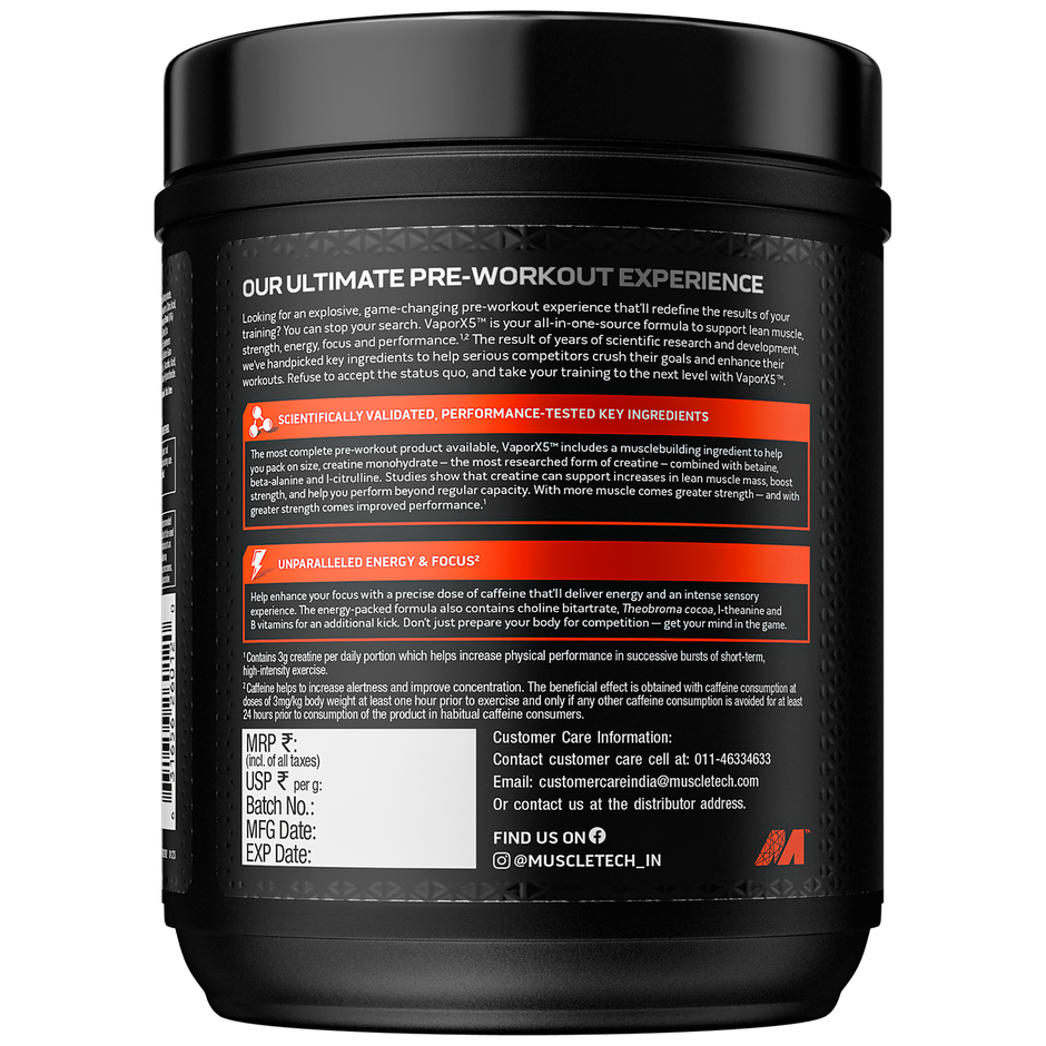 MuscleTech Vapor X5 Pre Workout Powder|Blue Razz Freeze