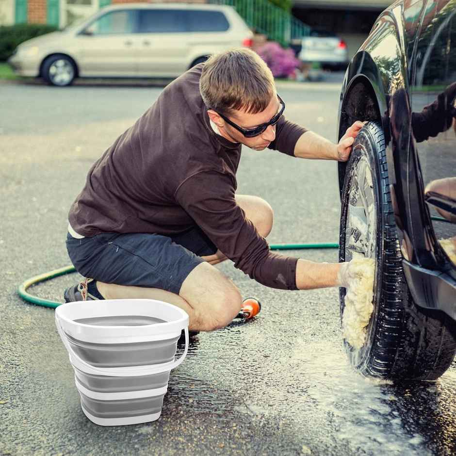 Urbanfix Silicon Folding Bucket | 10 L | Portable Collapsible Bucket